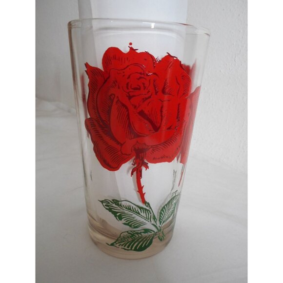 MCM Boscul Peanut Butter Drinking Juice Glass Tumbler Red Rose Estate find 5" - Picture 4 of 4